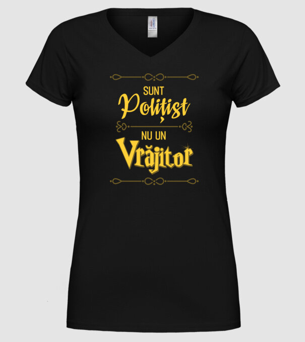Sunt polițist, nu un vrăjitor model negru pe tricou