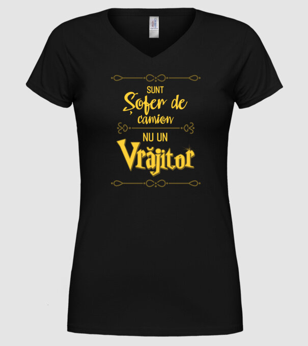 Sunt șofer de camion, nu un vrăjitor model negru pe tricou