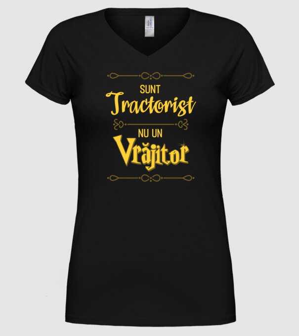 Sunt tractorist, nu un vrăjitor model negru pe tricou