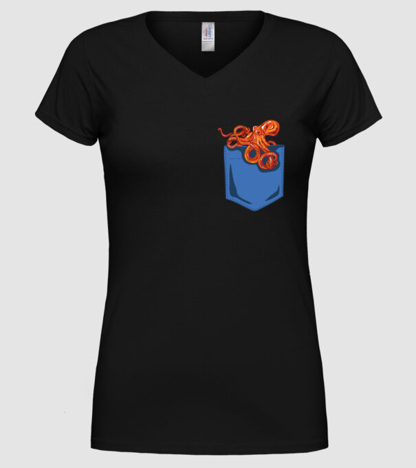 Octopus model negru pe tricou