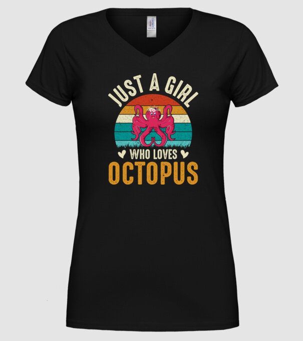 Octopus model negru pe tricou