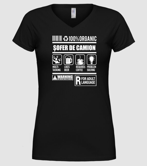 ȘOFER DE CAMION model negru pe tricou