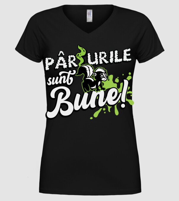 Pârțurile sunt bune model negru pe tricou
