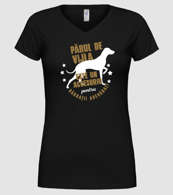 părul de vijla este un accesoriu pentru bărbații adevărați model negru pe tricou