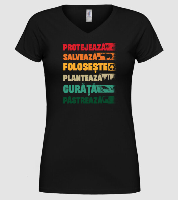protejează salvează păstrează model negru pe tricou