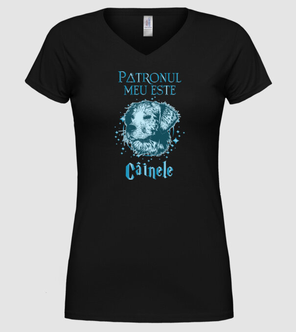 Patronul meu este CÂINELE model negru pe tricou