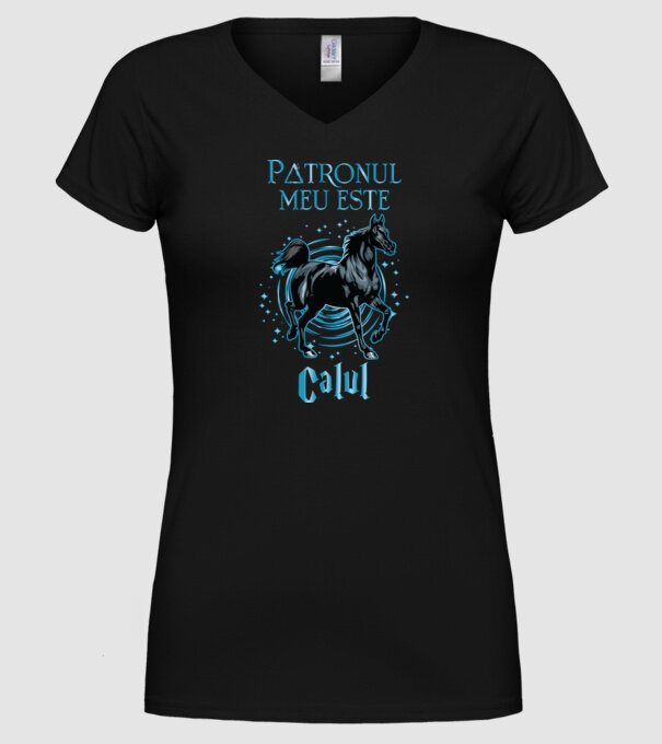 Patronul meu este CALUL model negru pe tricou