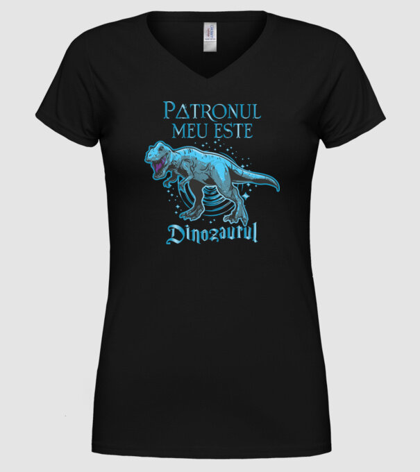 Patronul meu este dinozaurul model negru pe tricou