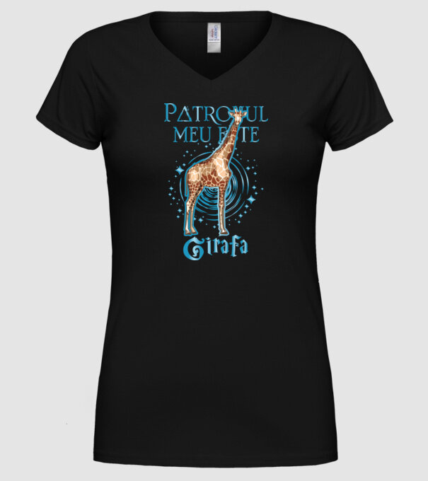 Patronul meu este GIRAFA model negru pe tricou