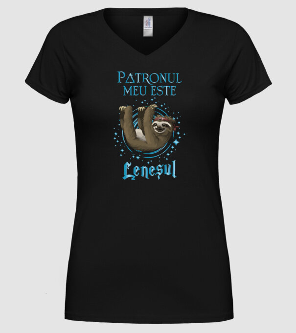 Patronul meu este LENEȘUL model negru pe tricou