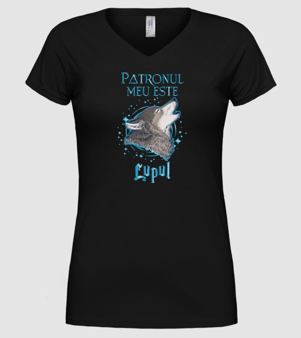 Patronul meu este LUPUL model negru pe tricou