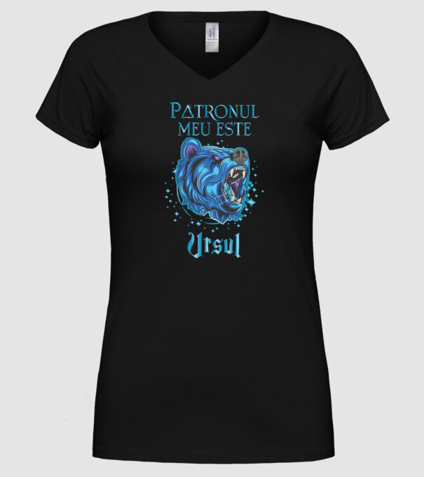 Patronul meu este URSUL model negru pe tricou