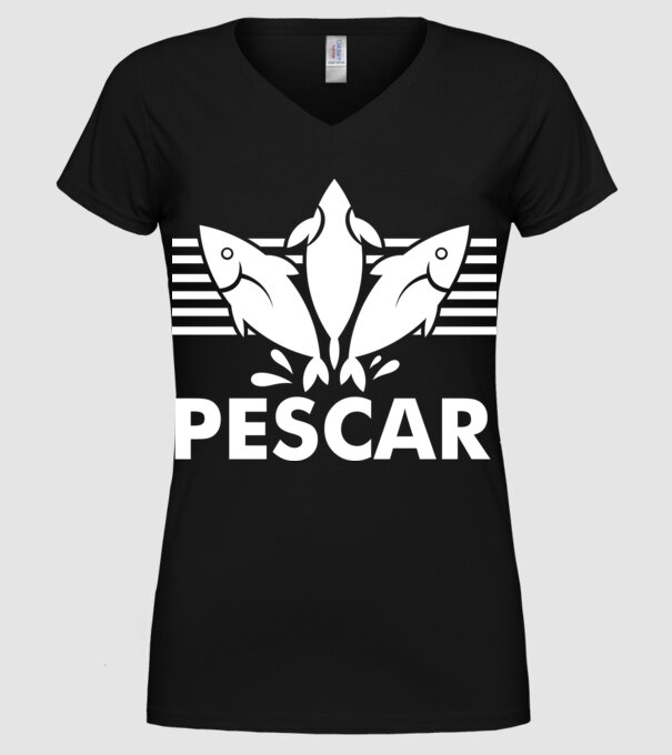 Pescar original model negru pe tricou
