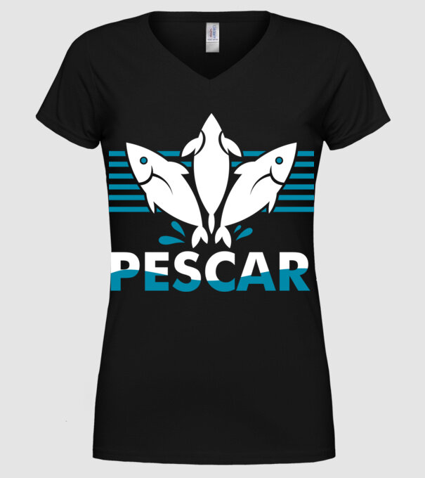 Pescar original model negru pe tricou