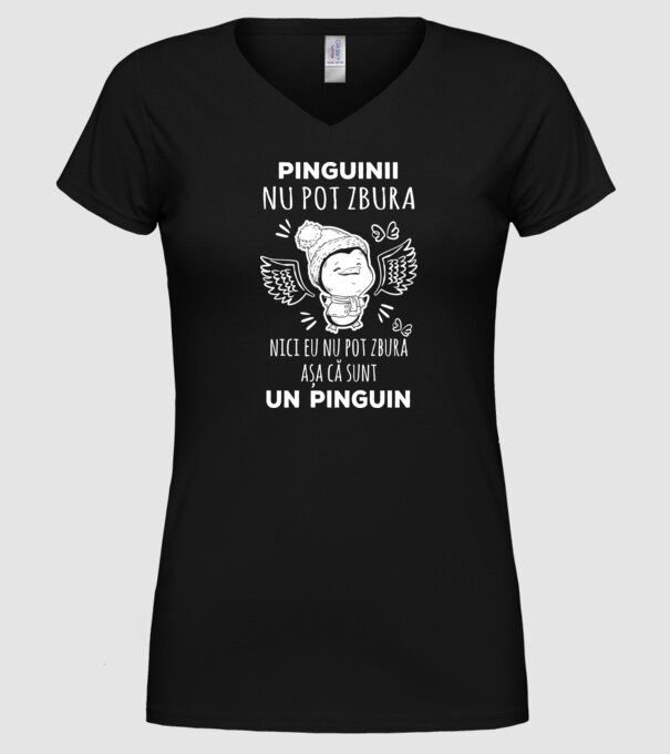 pinguinii nu pot zbura, nici eu nu pot zbura, așa că sunt un pinguin model negru pe tricou