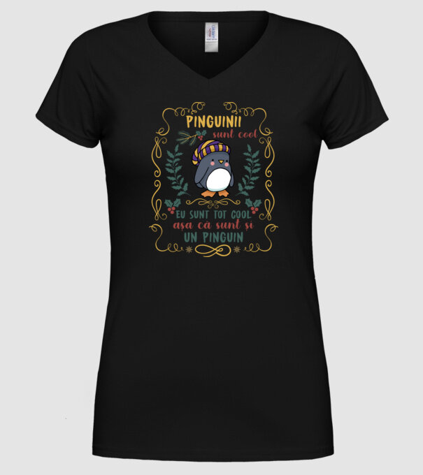 pinguinii sunt cool, eu sunt tot cool așa că sunt și un pinguin model negru pe tricou