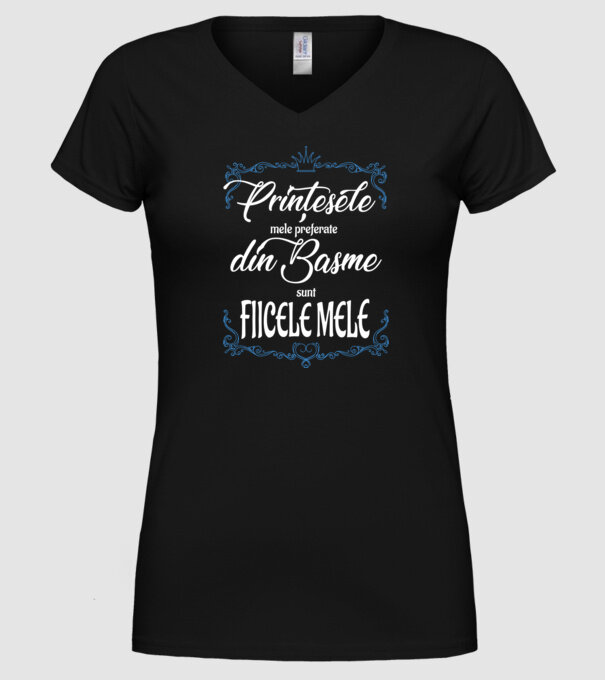 PINȚESELE mele preferate din basme sunt FIICELE MELE model negru pe tricou