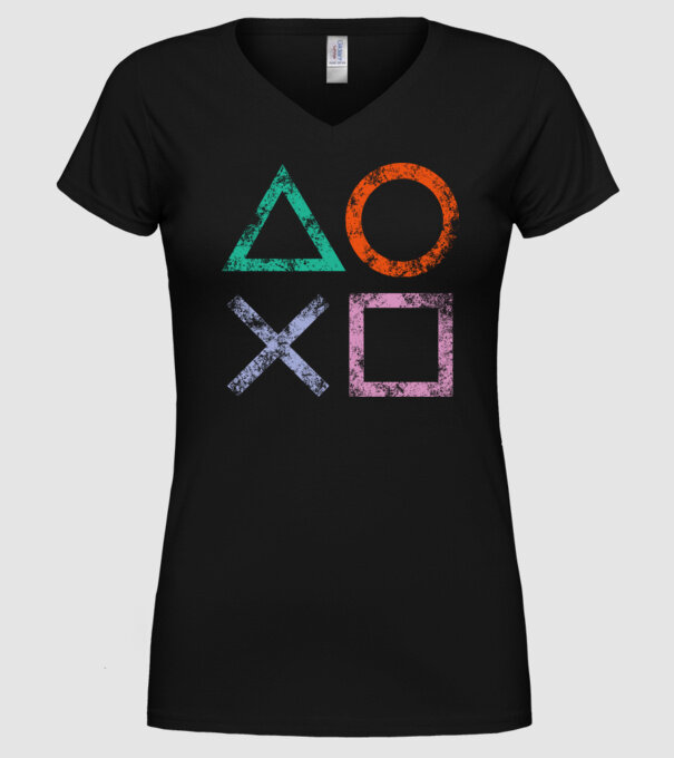 PlayStation icon model negru pe tricou