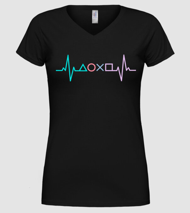 Playstation Symbols EKG model negru pe tricou