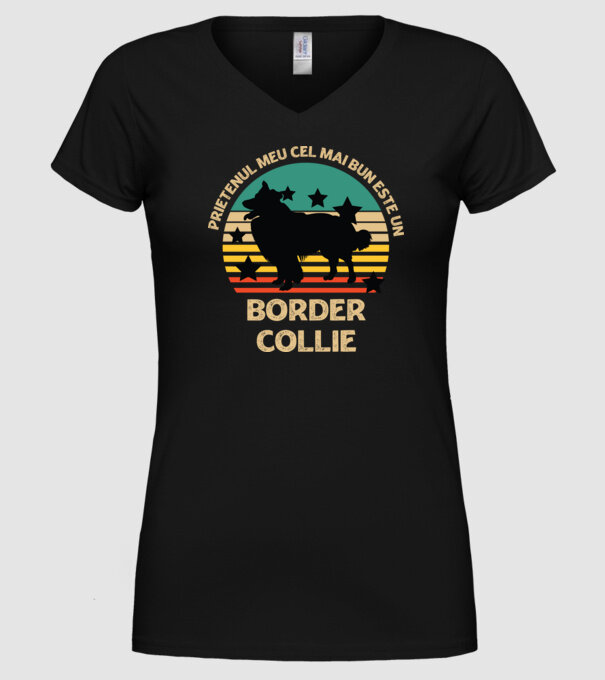 Prietenul meu cel mai bun este un border collie model negru pe tricou