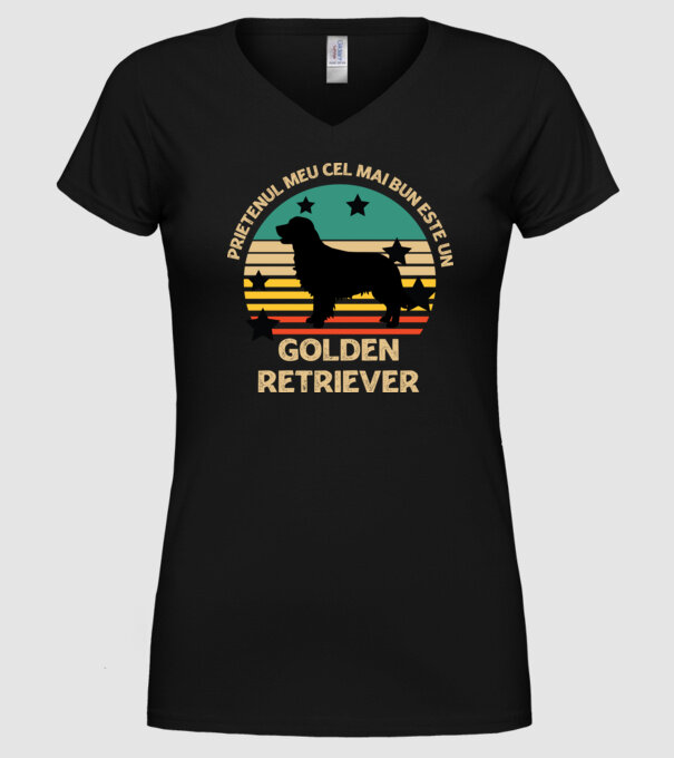 Prietenul meu cel mai bun este un golden retriever model negru pe tricou