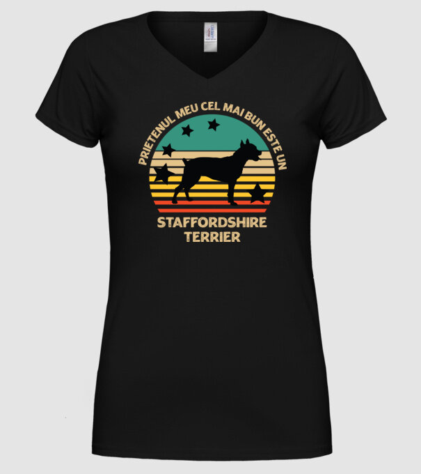 Prietenul meu cel mai bun este un staffi model negru pe tricou