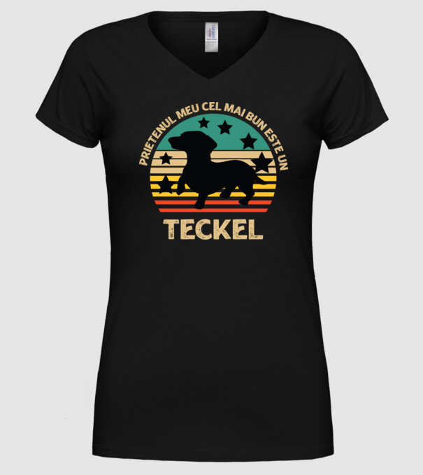 Prietenul meu cel mai bun este un teckel model negru pe tricou