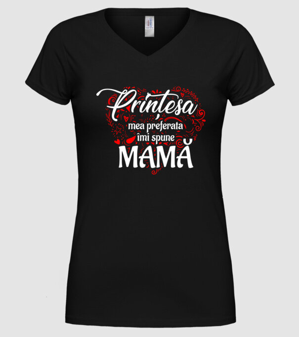 Prințesa mea de basm îmi spune mamă model negru pe tricou