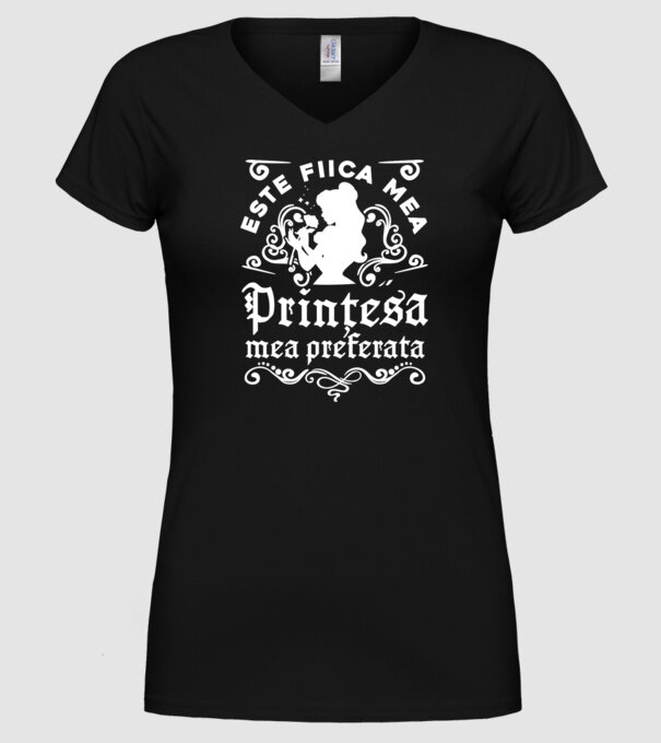 Prințesa mea preferată este fiica mea! model negru pe tricou