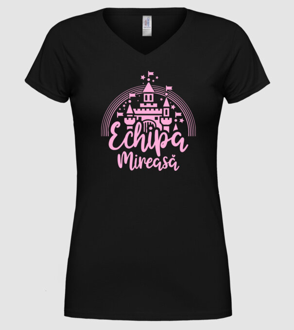 Prinţesă mireasă model negru pe tricou