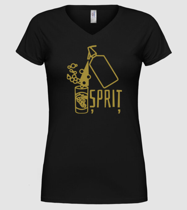 Șpriț model negru pe tricou