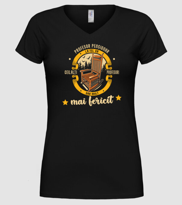 PROFESOR pensionar - la fel ca ceilalți profesori, dar mult mai fericit model negru pe tricou