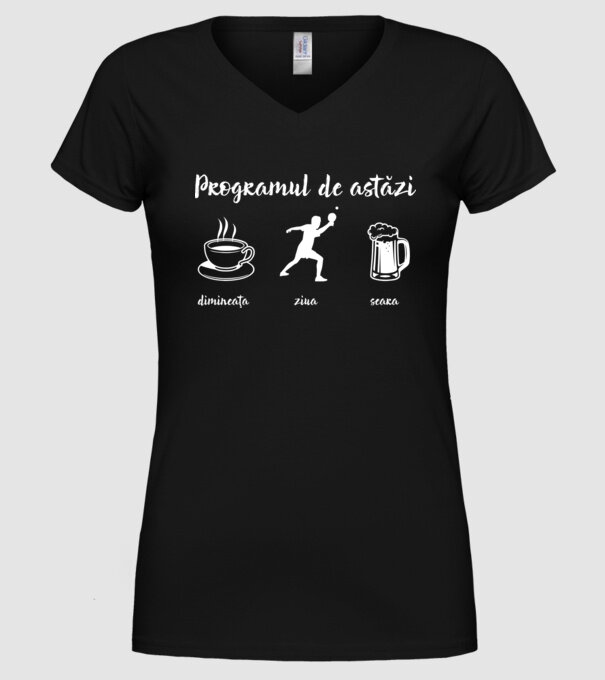 programul de astăzi: dimineața, ziua, seara model negru pe tricou