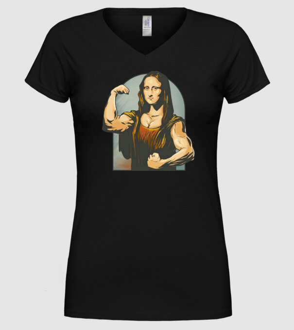 Pumped Mona model negru pe tricou
