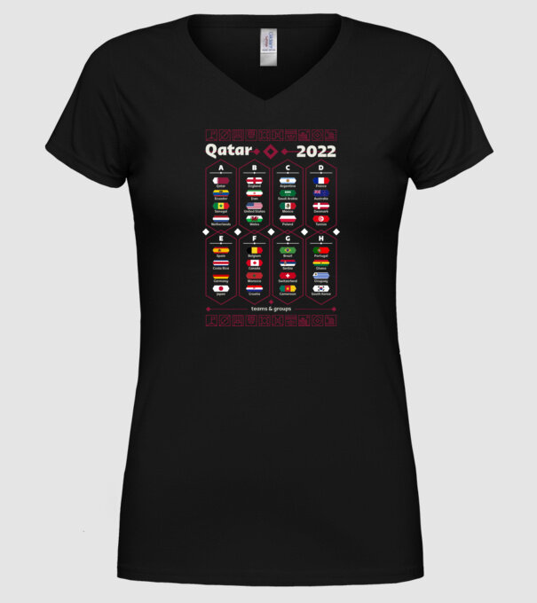 Qatar 2022 teams - groups model negru pe tricou