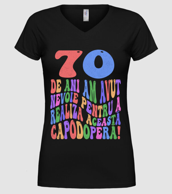 Realiza această capodoperă 70 model negru pe tricou