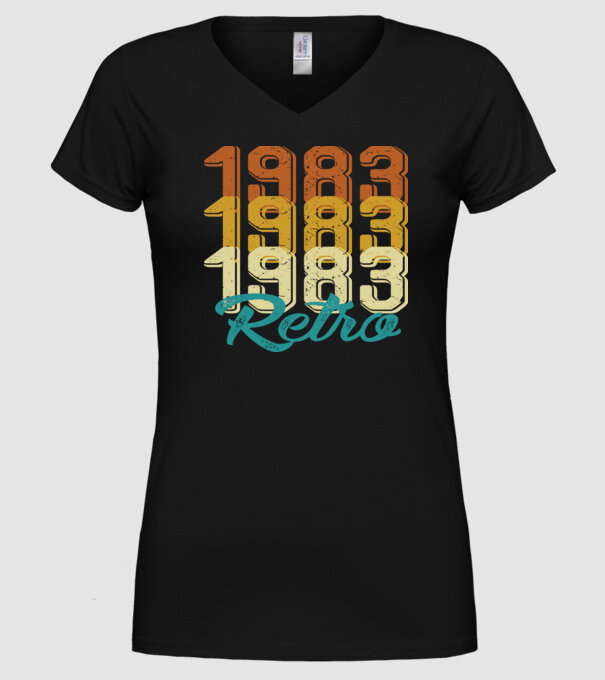 Retro 1983 model negru pe tricou
