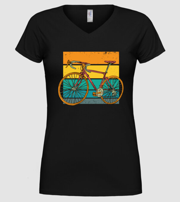 Retro bike model negru pe tricou