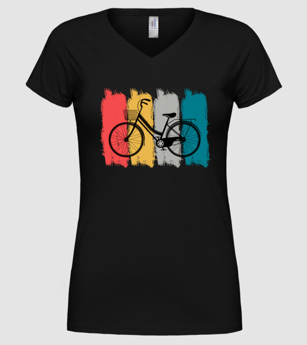 Retro city bike model negru pe tricou
