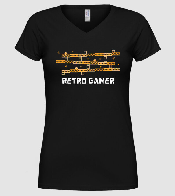 Retro gamer 2 model negru pe tricou