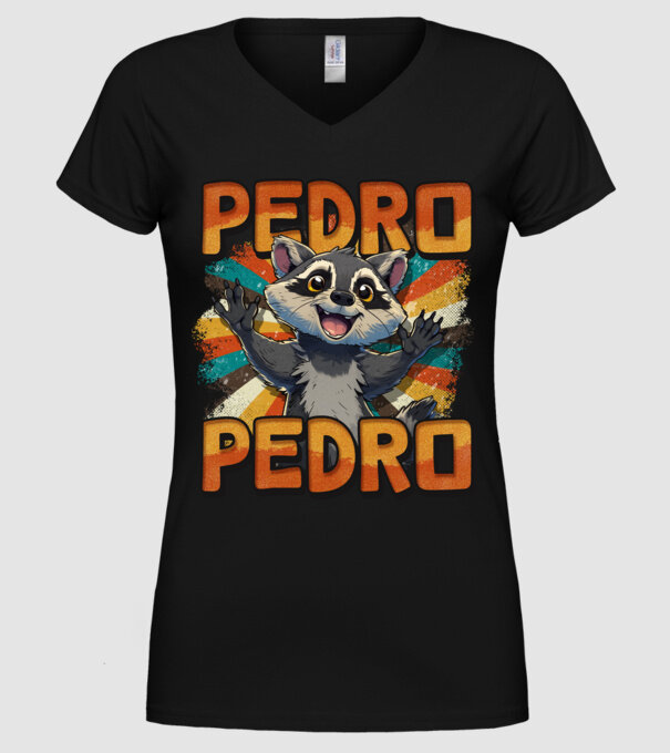 Retro Pedro model negru pe tricou