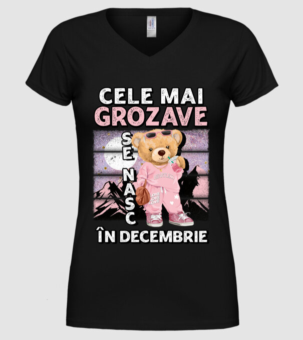 RETRO teddy fetişcană DECEMBRIE model negru pe tricou
