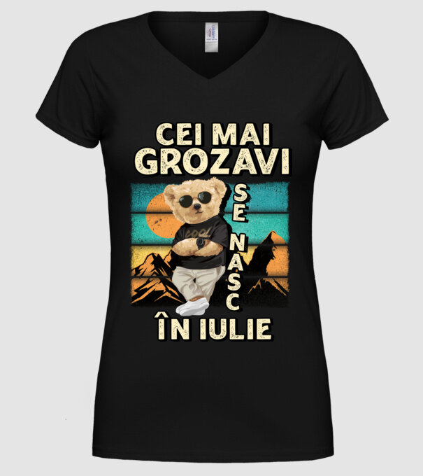 RETRO teddy IULIE model negru pe tricou