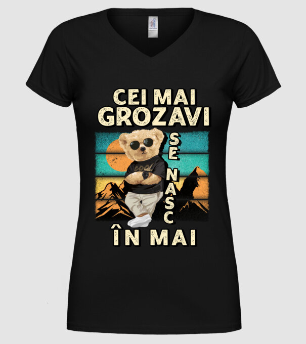 RETRO teddy MAI model negru pe tricou