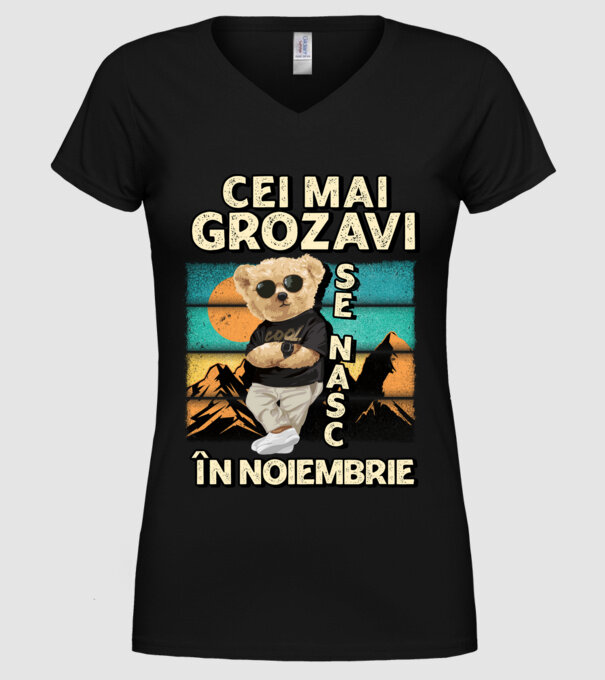 RETRO teddy NOIEMBRIE model negru pe tricou