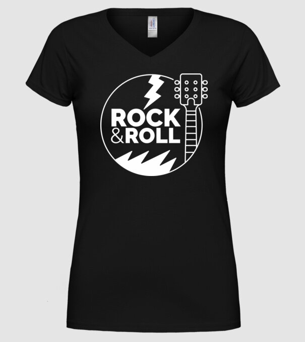 Rock n roll model negru pe tricou