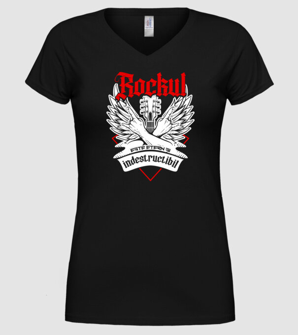 Rockul este etern și indestructibil model negru pe tricou