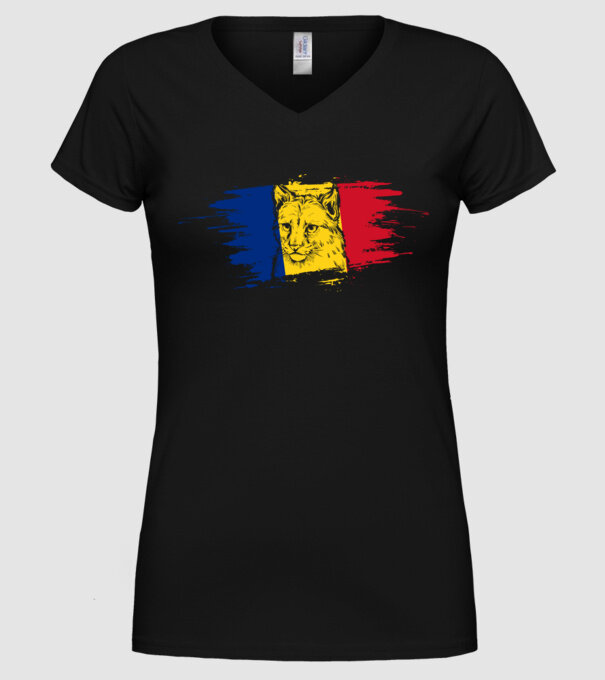 romania eurasian lynx model negru pe tricou