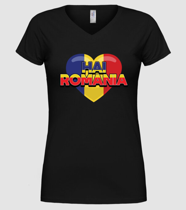 Romania heart model negru pe tricou