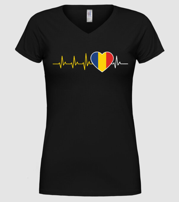România heartbeat model negru pe tricou